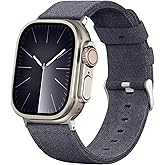 Bandsie Leather Band Compatible with Apple Watch Ultra 3/Ultra 2/Ultra Band 49mm 46mm 45mm 44mm 42mm for Men, Vintage Genuine Suede Leather Wristband Strap for iWatch Series 11 10 9 8 7 6 5 4 SE 3 2 1