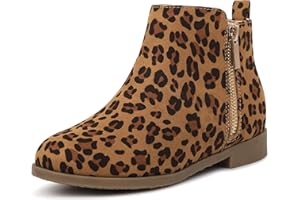 Harvest Land Girl Boots Kids Ankle Boots Warm Side Zipper Low Heel Short Booties Winter Anti-Slip Outdoor Shoes for Little Kids/Big Kids