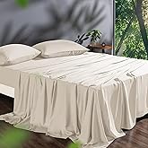 Tencel Sheet Set Queen Size, 100% Eucalyptus Lyocell, Breathable & Cooling Sheets, Deep Pocket Up to 16 Inch, Silky Soft, Ideal for Hot Sleepers - 4PC (Queen, Sand)