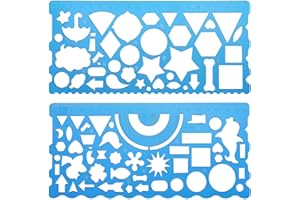 JIEYAO 2 Pcs Geometric Drawings Templates, Multi-Shaped Drafting Stencils, Plastic Measuring Templates Rulers Clear Drawing Triangle Tool Protractor Set for Studying Designing Office(Blue)