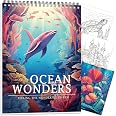 2-Pack Relaxing Adult Coloring Books - Spiral Bound, One-Sided Pages (Enchanted Cottage & Ocean Wonders), 60 Total Pages For Stress Relief - View #5