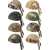 Foaincore 8 Pack Do Rags for Men | Breathable Moisture-Wicking Skull Cap Bandanas, Elastic Tie-back Helmet Liners, Head Scarf Wraps for Cycling, Sports, Work