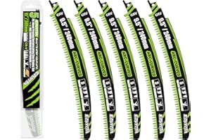 EZUVITA 9.5-Inch Arc Curved Reciprocating Saw Blades Set with Storage Box – 5 Pieces, 5 TPI, CR-V Steel for Tree Trimming & Wood Pruning