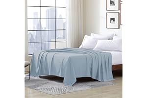 Cathay Home Hotel Luxury Wrinkle & Fade Resistant Double Brushed Ultra Soft Microfiber 1-Piece Single Flat Sheet - Blue Fog, Full (81" x 96")