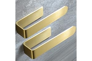 Taozun Adhesive Towel Rack/Hand Towel Holder, Gold Towel Holder for Bathroom Towel Bar Stick on Wall, Stainless Steel Brushed Towel Ring, 2 Packs