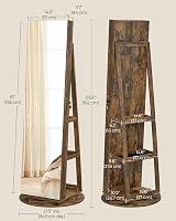 SONGMICS 6 LEDs Full-Length Mirror Jewellery Cabinet JJC007X01 Rustic Brown view 5