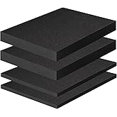 4PCS High Density Polyurethane Foam Sheets - 2P 16 x 12 x 1.6 Inch and 2P 16 x 12 x 0.4 Inch Foam Inserts for Cases, Black Foam Padding for Tool Box, Game Box, Camera Storage
