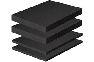 ZOCONE 4PCS High Density Polyurethane Foam Sheets - 2P 16 x 12 x 1.6 Inch and 2P 16 x 12 x 0.4 Inch Foam Inserts for Cases, Black Foam Padding for Tool Box, Game Box, Camera Storage