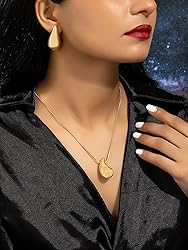 Teardrop Necklace Earrings Chunky Gold Hoop