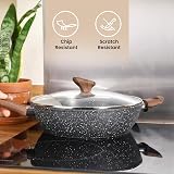 nuovva Non Stick Saute Pan 28cm Induction with Lid Marble Coating view 5