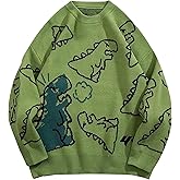 Yimoon Men Oversized Sweater Graphic Cable Knit Jumper Cute Unisex Crewneck Pullover