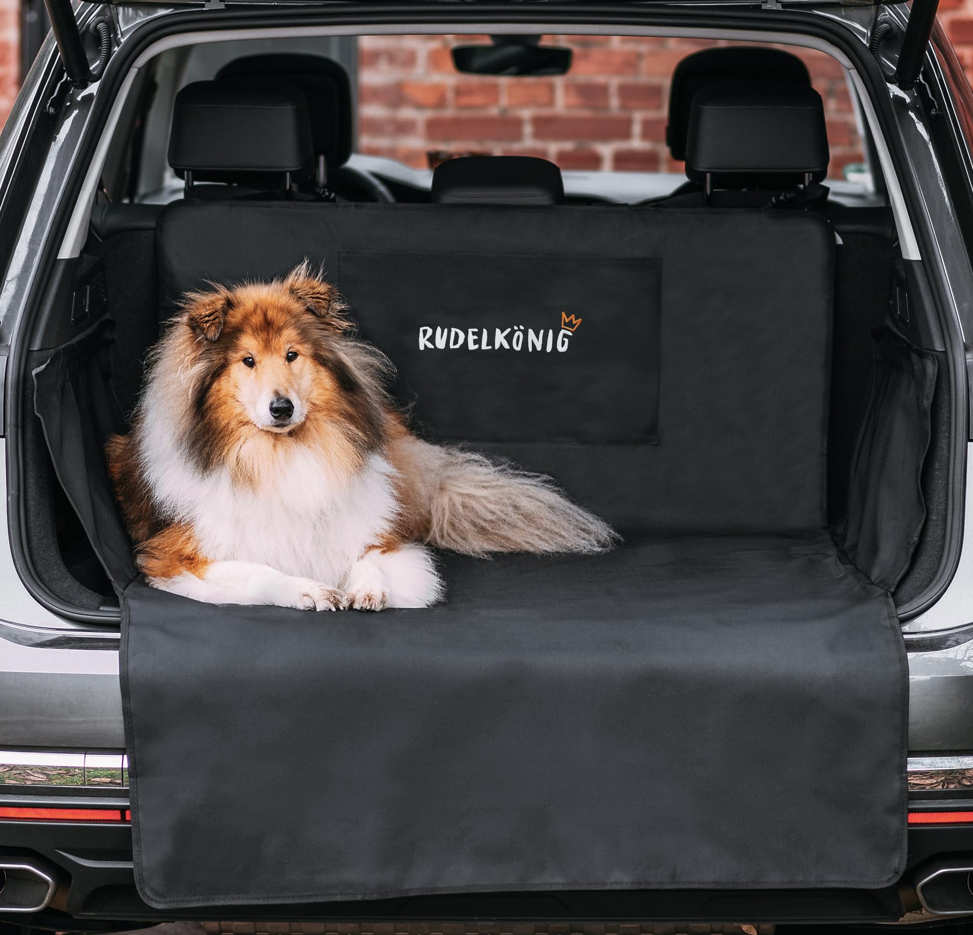 Rudelkönig car boot protector for dogs with bumper guard - Water repellent & easy to clean - Quilted car trunk cover with storage bag - Car boot liner protector