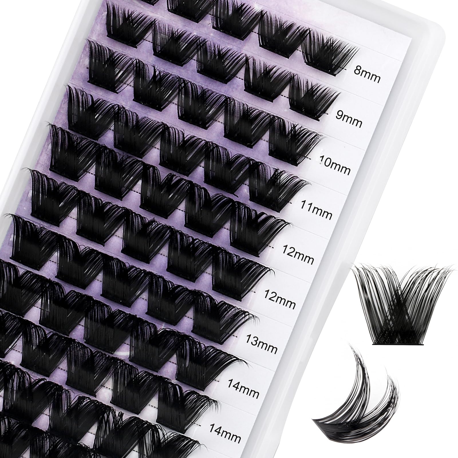 Individual Cluster Lashes D Curl 0.07mm 8-16mm Mix DIY Lash Extensions Wide Stem Individual Eyelashes Soft and Wispy Cluster Eyelash Extensions(XHFD-ZW06-0.07-D-816) — image 1