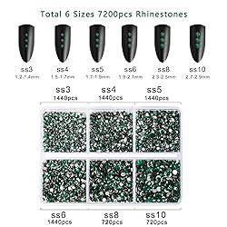 Beadsland 7200pcs Flatback Rhinestones,Green