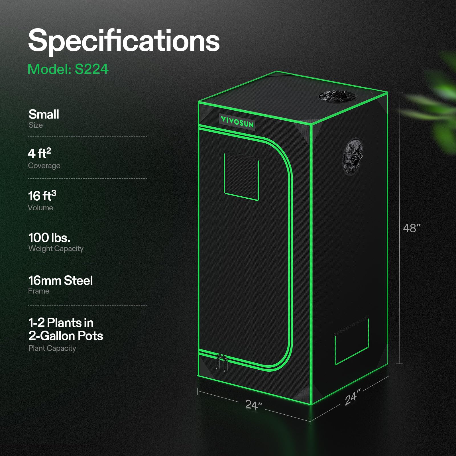VIVOSUN S224 2x2 Grow Tent, 24