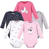 Hudson Baby baby-girls Cotton Long-sleeve Bodysuits 5-pack