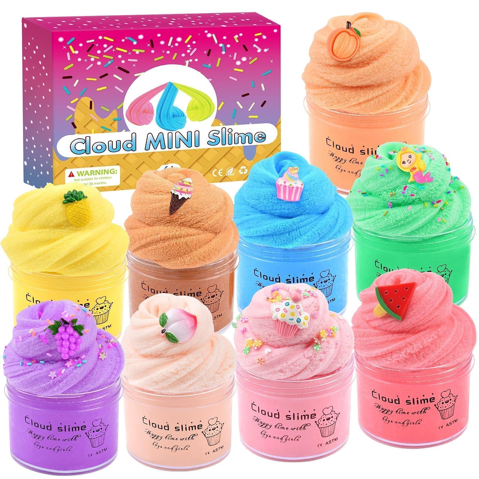 9 Pack Christmas Cloud Slime kit, Scented Slime Party Favor Gifts, Bulk Slime Putty Toy for Girls and Boys for Sensory and Tactile Stimulation, Prize, Goodie Packs Stuffers for Kids, Soft Non-Sticky