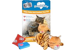 Pets Know Best HuggieKitty | Comfort Purring Companion with Heartbeat Sleep Aide for Cats & Kittens, Heating for Calming Relief, Carrier & Behavioral Training Essential, Breeds, Orange