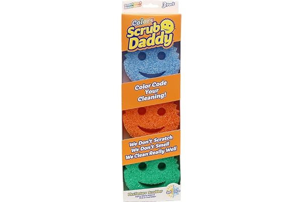 Scrub Daddy Sponge Set -Colors -Scratch-Free Sponges for Dishes and Home,Odor Resistant, Soft in Warm Water, Firm in Cold, De