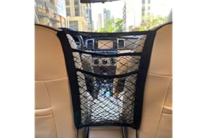LUSTRE MBVBN 3-Layer Car Mesh Organizer, Seat Back Net Bag, Barrier of Backseat Pet Kids, Cargo Tissue Purse Holder, Driver Storage Netting Pouch