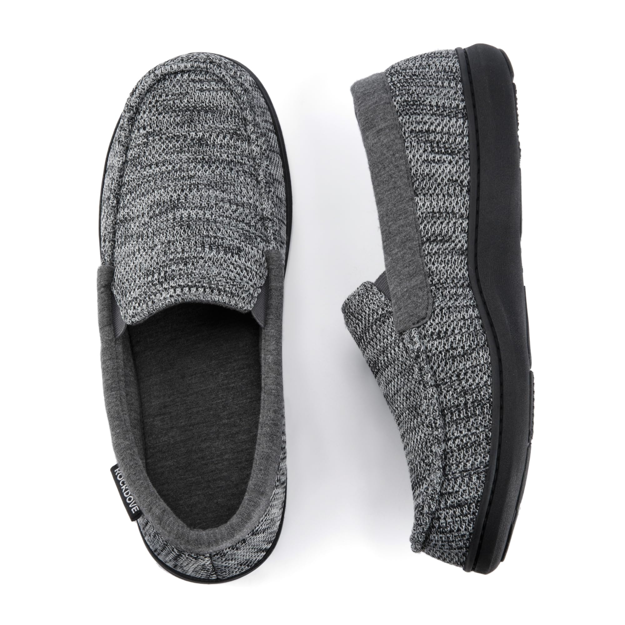 RockDove Men's Tweed Memory Foam Moc Slipper, Size 13 US Men, Light Gray Image