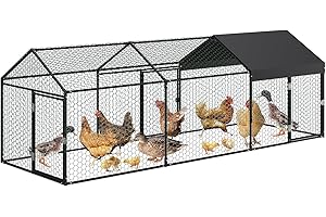 Large Metal Chicken Coop with Cover,120"×40"×40" Portable Poultry Cage Walk in Hen House with 3 Doors,Heavy Duty Chicken Run 