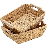 GRANNY SAYS Wicker Storage Baskets, Storage Basket for Shelves, Trapezoid Wicker Baskets with Handles, Water Hyacinth, 2-Pack