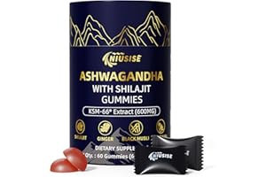 NIUSISE Ashwagandha Gummies with Shilajit 300mg for Women & Men, Zero Sugar ashwagandha Supplements with Maca Root Powder | Organic ashwagandha Extra Strength for Boost Energy 60 Gummies