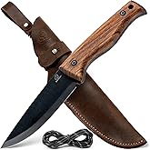 BeaverCraft Bushcraft Knife Full Tang with Leather Sheath – Bush Knife Carbon Steel for Camping – Survival Outdoor Knives Fix