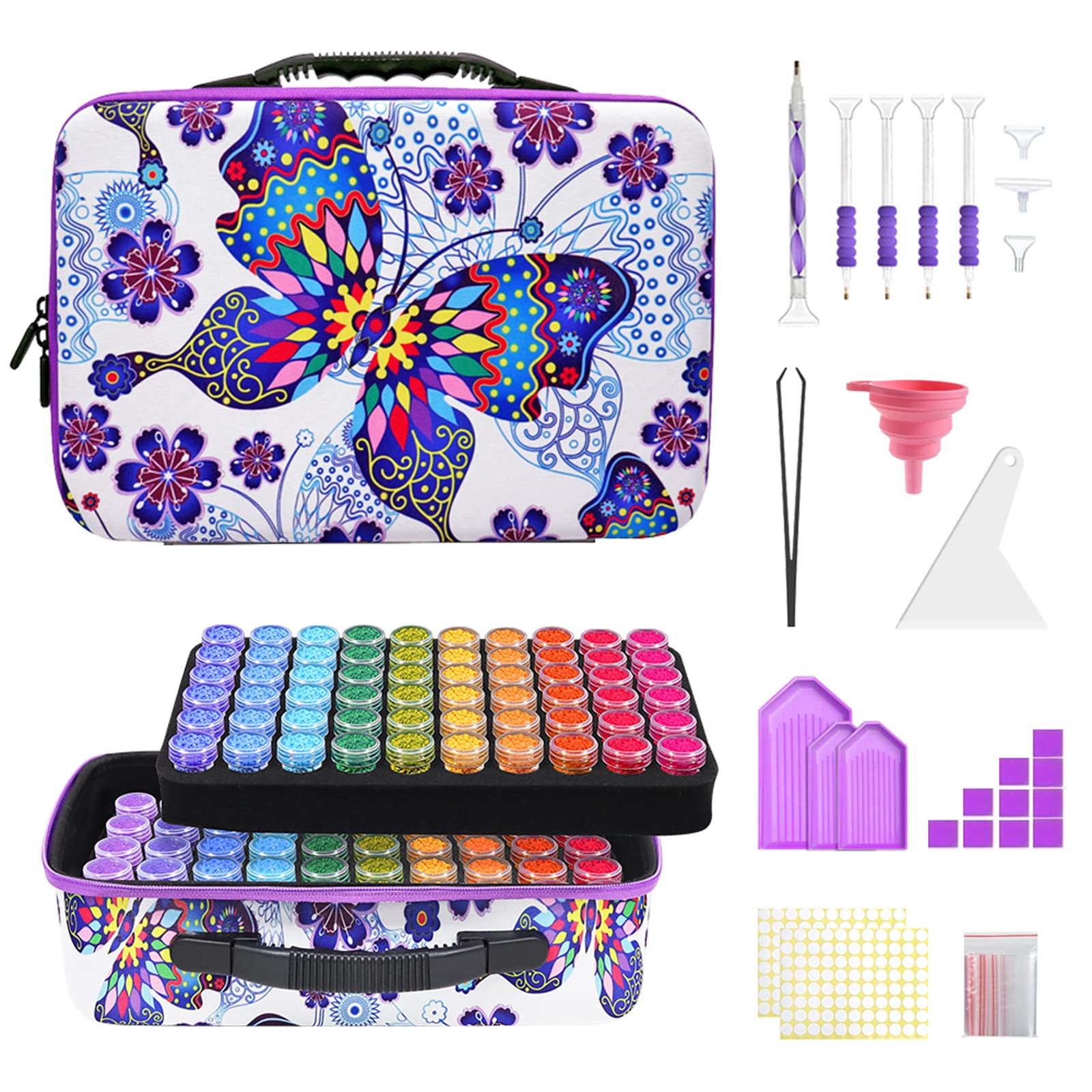 Photo 1 of ZORETCO Diamond Painting Storage Containers,120 Slots Diamond Painting Accessories Kits with Tools for Diamond Art Craft Jewelry Beads Organizer