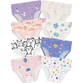 Girls Underwear, Soft Cotton Tagless Breathable Panties, 8-Pack, 18M-12Y | Combed Cotton, True-to-Size, Tagless, Full Coverage, Assorted Prints, Stretchy Fabric, Durable Stitching, Low Shrinkage