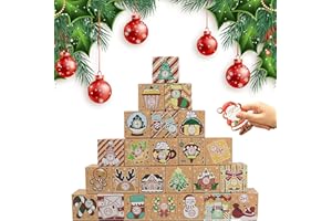 JAYWAYANG 24 Pcs DIY Christmas Empty Advent Calendar 2024, 24 Days Cute Kraft Paper Christmas Cardboard Number Boxes Christmas Countdown Calendar Advent Xmas Gift Box for Kids Holiday Decor