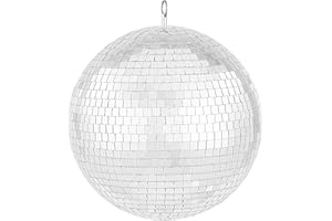 VEVOR 12 Inch Mirror Ball with Hanging Ring, Lightning Disco Ball Party Decorations, Ideal for DJ Club, Stage, Wedding, Birth