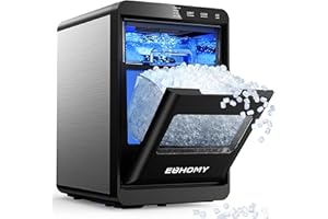 EUHOMY Nugget Ice Maker Countertop, 40Lbs/24H Pebble Ice Maker Machine, Self-Cleaning Countertop Sonic Ice Makers with Ice Scoop&Basket, Pellet Ice Maker Machine for Home/Kitchen/Office