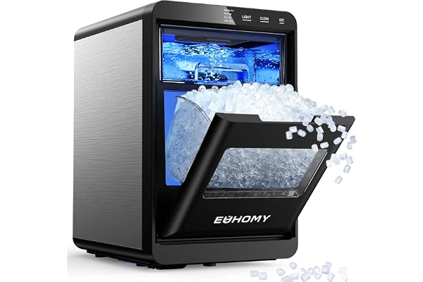 EUHOMY Nugget Ice Maker Countertop, 40Lbs/24H Pebble Ice Maker Machine, Self-Cleaning Countertop Sonic Ice Makers with Ice Scoop&Basket, Pellet Ice Maker Machine for Home/Kitchen/Office