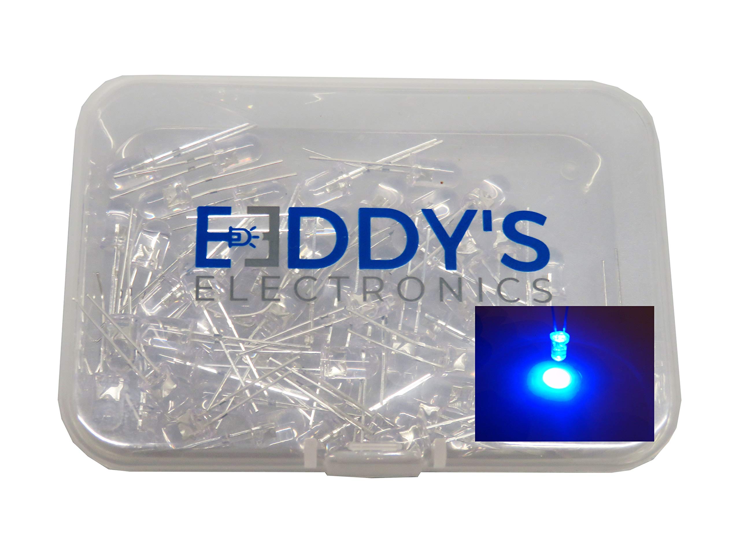 3v Clear Ultra Bright 3mm 5mm Round Water Clear LEDs Light Emitting Diode (Blue, 5mm - 100 Pieces)