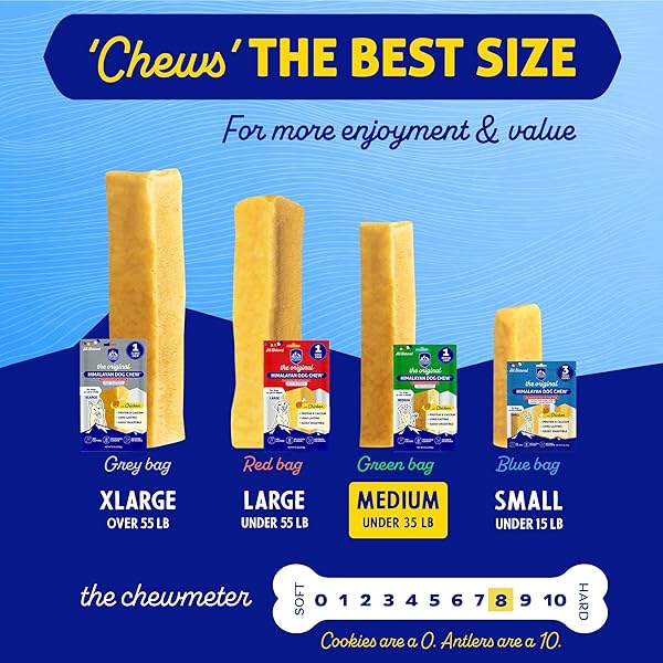 HIMALAYAN DOG CHEW ORIGINAL YAK CHEESE CHEW, CHICKEN, 1 MEDIUM STICK, 2.3 OZ, GLUTEN FREE, HEALTHY TREATS, GRAIN & LACTOSE FREE 100% NATURAL, LONG LASTING, FOR DOGS UNDER 35 LBS
