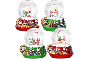 Suclain 4 Pcs 1.8 Inch Christmas Snow Globe Santa Claus Water Snow Globe Winter Snow Globe Lightweight Christmas Decorations Gift Red Green Christmas Tree Crystal Balls for Home Desk Decor