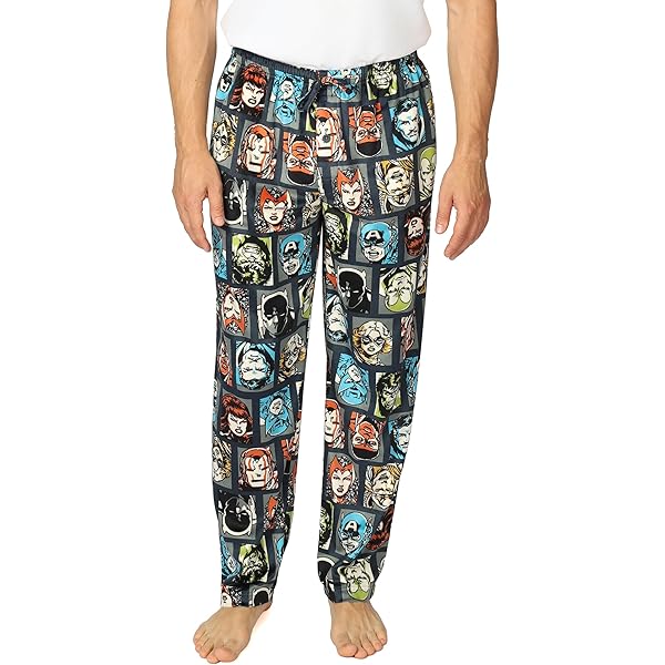 Marvel Avengers Long Pyjama Pant For Men And Teens With 2 Pockets, Black Marvel Logo, S