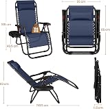 Yaheetech 26 inch Zero Gravity Recliner Lounge Chair Navy Blue Set of 2 view 3
