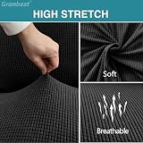 Granbest High Stretch Dining Chair Covers Set of 6 Black Jacquard Parson view 3