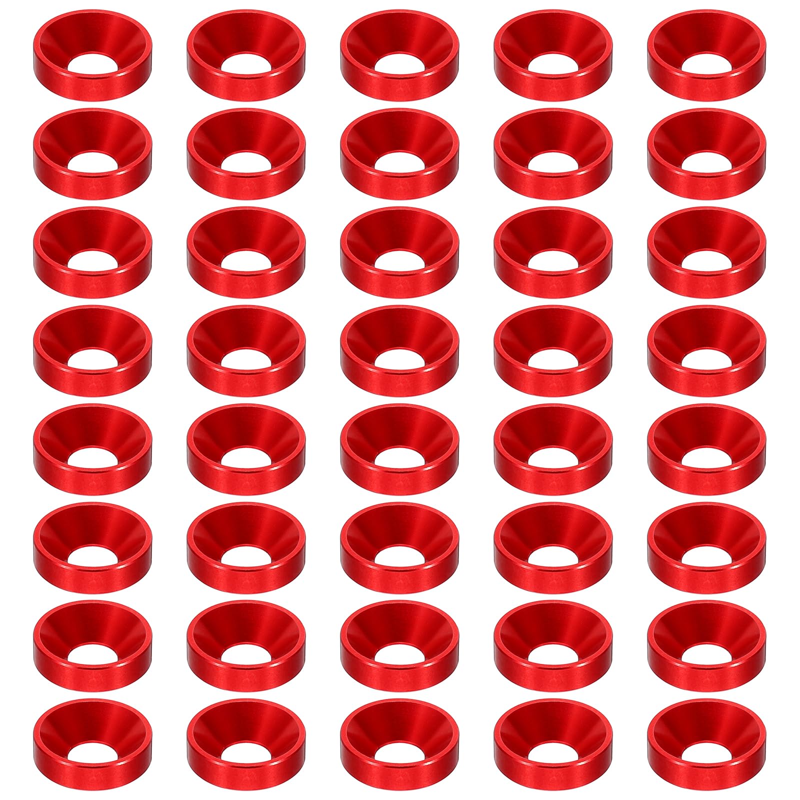 PATIKIL M5 Finish Countersunk Washer, 40pcs Anodized Aluminum Alloy Flat Cup Head Screw Gasket Bolt for Mechanical Accessories Parts DIY Models, Red