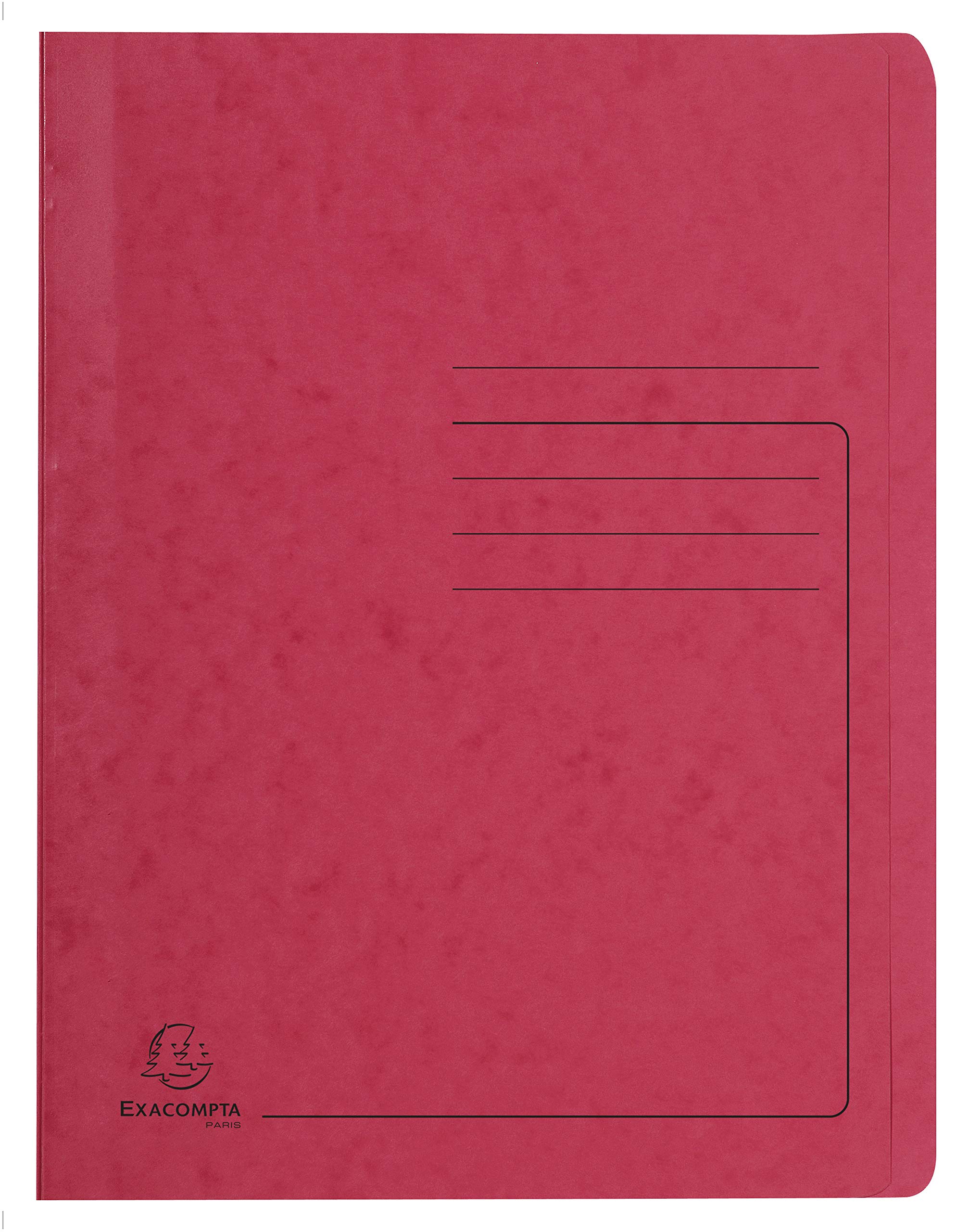 Exacompta - Ref 39995E - Flat Bar File - Suitable for A4 Documents, Pre-Printed Cover, 355gsm Heavyweight Mottled Pressboard, 30mm Spine, Metal Spring Mechanism - Red