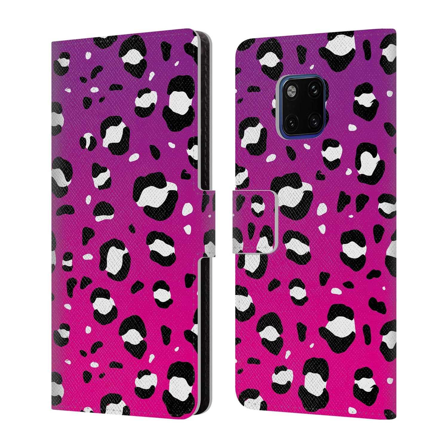 Huawei Mate 20 Pro Multi-view stand Multiple card slots fuxia colour leopard