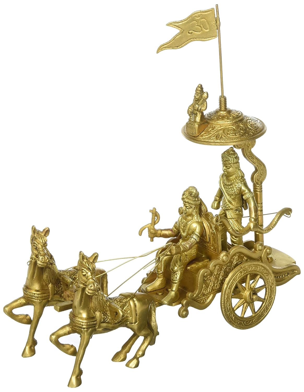 Indian Home Décor Brass Statue Lord Krishna Arjun Hanuman Horse 8 Inch,1.5 Kg