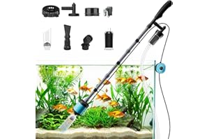 HEKIWAY Electric Aquarium Gravel Cleaner, Multifunction Fish Tank Cleaner, 6 in 1 Fish Tank Cleaning Tools, Automatic Aquarium Vacuum Gravel Cleaner Set for Change Water, Wash Sand, Water Circulation