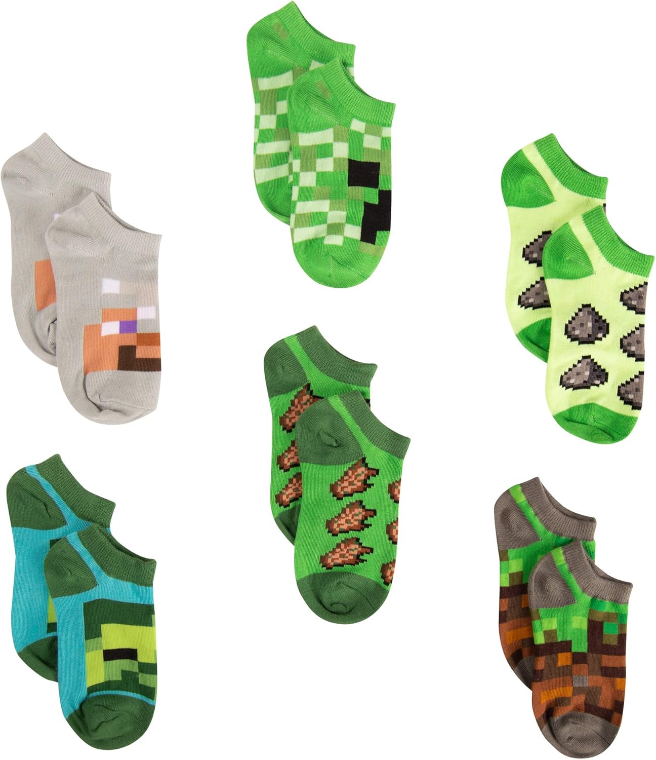 Minecraft Little Boys Low Cut Socks, 6 Pair Pack Clothing