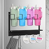 AFKLMNE Water Bottle Organizer for Stanley Cup Accessories 20/30/40 oz, Fridge Magnetic and Wall Mount Tumbler Holder Organizer, Kitchen Water Bottle Storage Rack (Black) | 20/30/40 oz