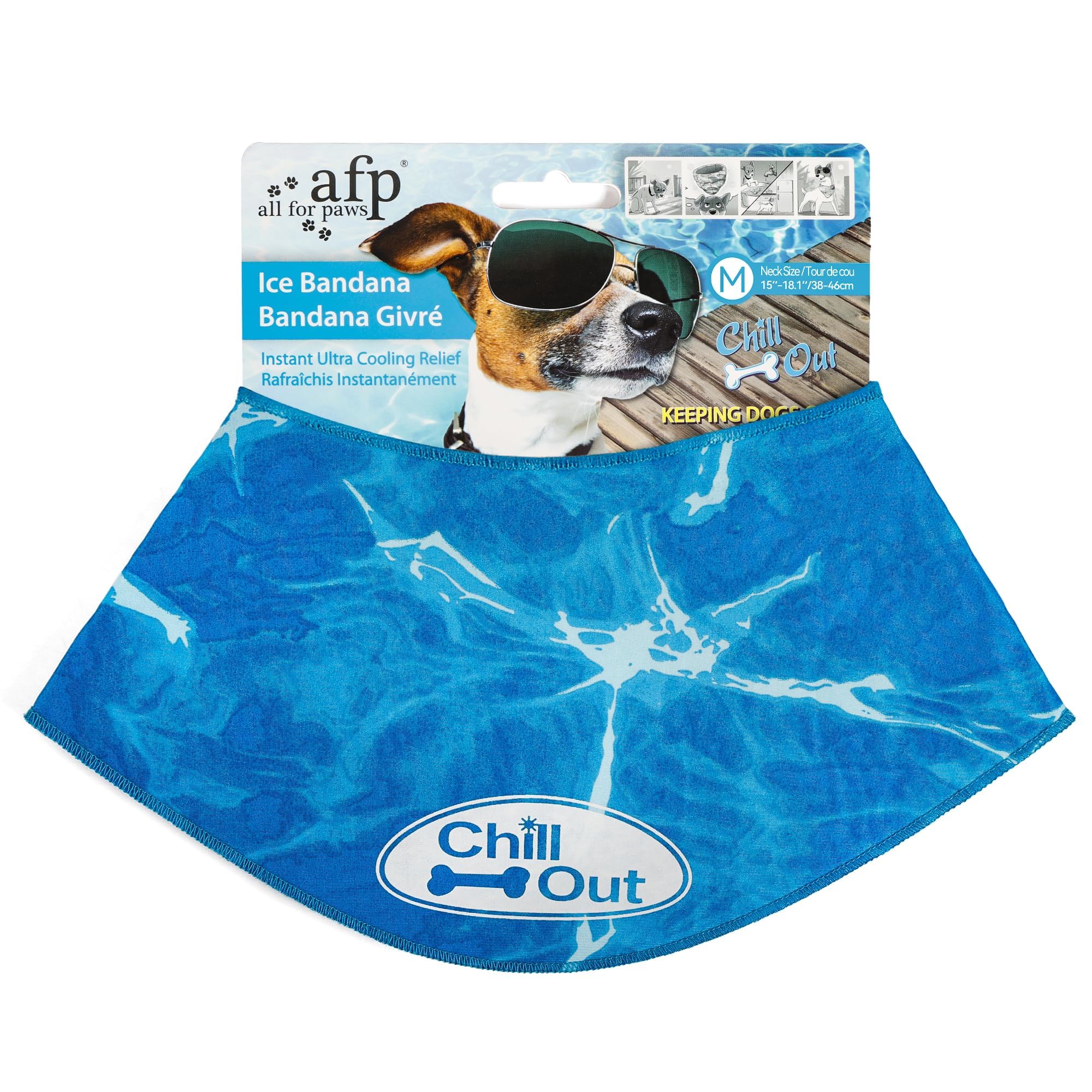 Photo 1 of ALL FOR PAWS Dog Cooling Bandana, Cooling Bandanas for Medium Dogs, Ice Dog Bandanas, Cooling Neck Wraps for Dogs, Chill Out Blue Neck Cooler (M)