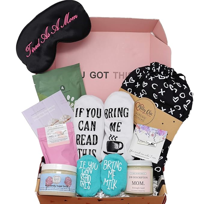 Amazon Com Milky Chic Gift Box For New Moms 10 Unique Postpartum Personal Care Items For Mothers Mommy S Pampering Surprise Basket After Pregnancy Must Haves For Mom Large Baby